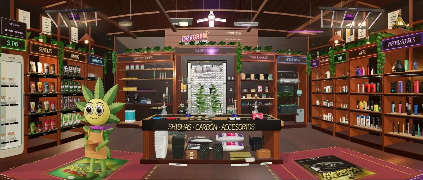 Captura real del interior de la tienda 3D de Pevgrow