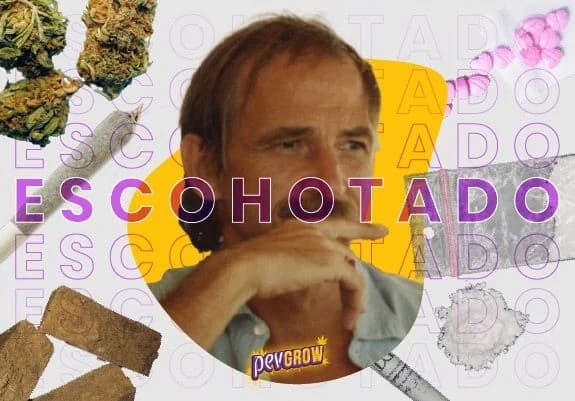 Retrato de Antonio Escohotado en un collage sobre drogas, libertad y Amnesia