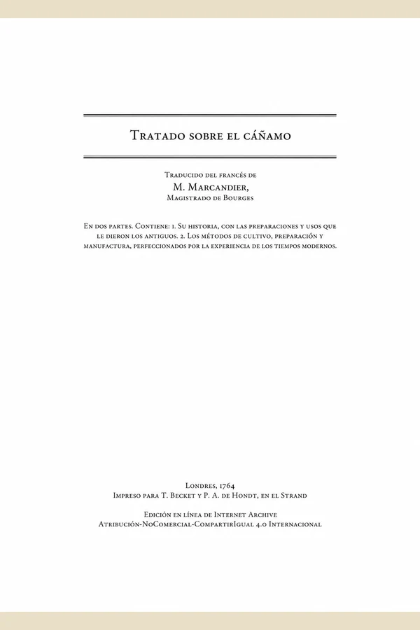 Portada de Tratado sobre el cáñamo