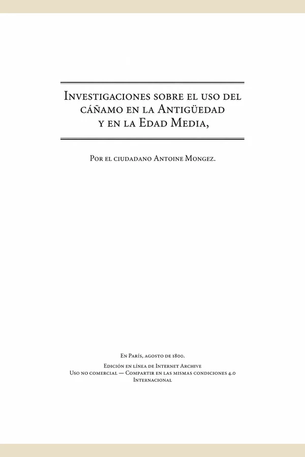 Portada de Investigaciones sobre el uso del cáñamo en la Antigüedad