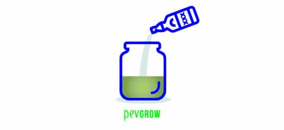 Ilustración de una botella inclinada con la etiqueta «XXX» que vierte líquido en un tarro con una mezcla verde. Ilustración de una botella inclinada con la etiqueta «XXX» que vierte líquido en un tarro con una mezcla verde.