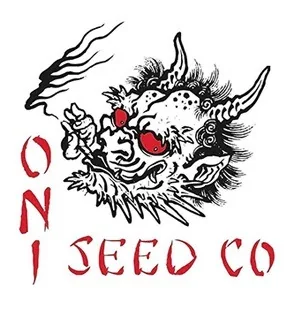 Logotipo de Oni Seed Co con una cabeza de criatura cornuda en negro, ojos rojos y letras rojas sobre fondo blanco. Logotipo de Oni Seed Co con una cabeza de criatura cornuda en negro, ojos rojos y letras rojas sobre fondo blanco.