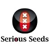 Logotipo de Serious Seeds con un círculo negro y una franja roja vertical con tres cruces blancas sobre el nombre.
