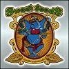 Logotipo de Sweet Seeds con un escudo dorado, un personaje azul en el centro y letras verdes ornamentales en la parte superior.