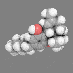 Modelo molecular de esferas grises, blancas y rojas, representado en perspectiva sobre un fondo gris. Modelo molecular de esferas grises, blancas y rojas, representado en perspectiva sobre un fondo gris.