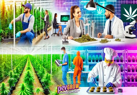 Montaje de actividades relacionadas con el cannabis: cultivo en interior, trabajo de laboratorio y preparación de alimentos. Montaje de actividades relacionadas con el cannabis: cultivo en interior, trabajo de laboratorio y preparación de alimentos.