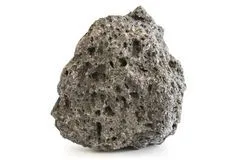 Piedra gris de forma irregular y superficie porosa, con numerosas cavidades, aislada sobre fondo blanco. Piedra gris de forma irregular y superficie porosa, con numerosas cavidades, aislada sobre fondo blanco.