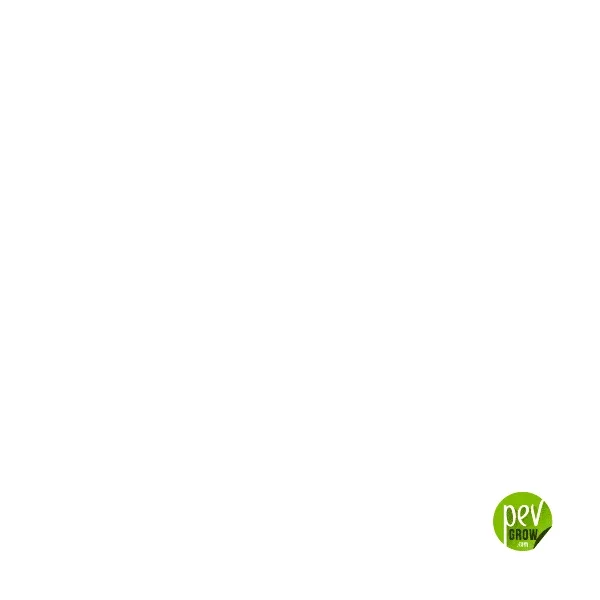 Fondo blanco con un pequeño logotipo circular verde de Pevgrow en la esquina inferior derecha.