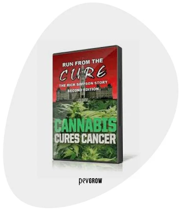Carátula del documental «Run from the Cure: The Rick Simpson Story», con plantas de cannabis y el texto «Cannabis cures cancer». Carátula del documental «Run from the Cure: The Rick Simpson Story», con plantas de cannabis y el texto «Cannabis cures cancer».