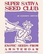 Cubierta de Super Sativa Seed Club con una ilustración morada de una figura con sombrero y el texto «Exotic Seeds from Amsterdam». Cubierta de Super Sativa Seed Club con una ilustración morada de una figura con sombrero y el texto «Exotic Seeds from Amsterdam».