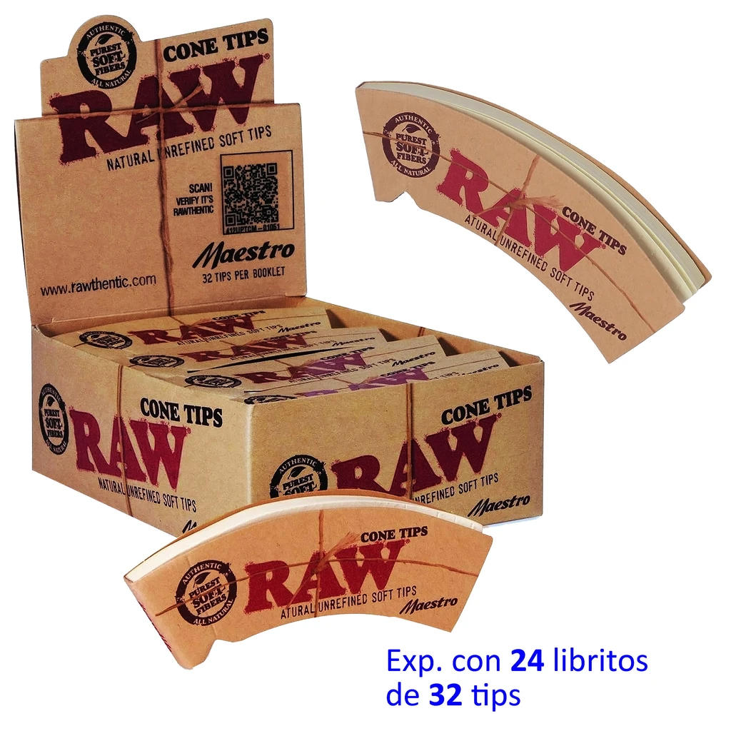 Raw Cone tips «Maestro» Expositor de 24 libritos con 32 tips