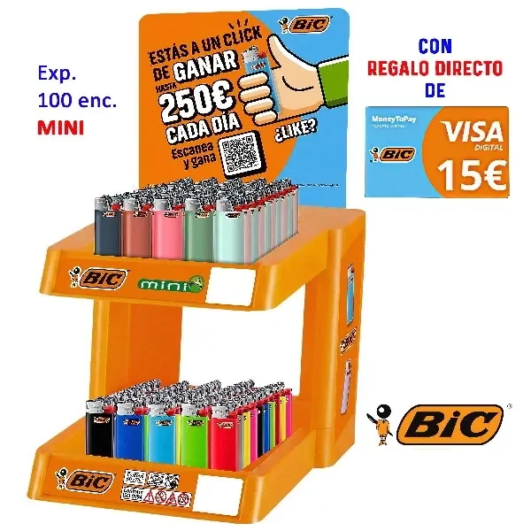 Expositor con 100 encendedores BIC Mini surtidos