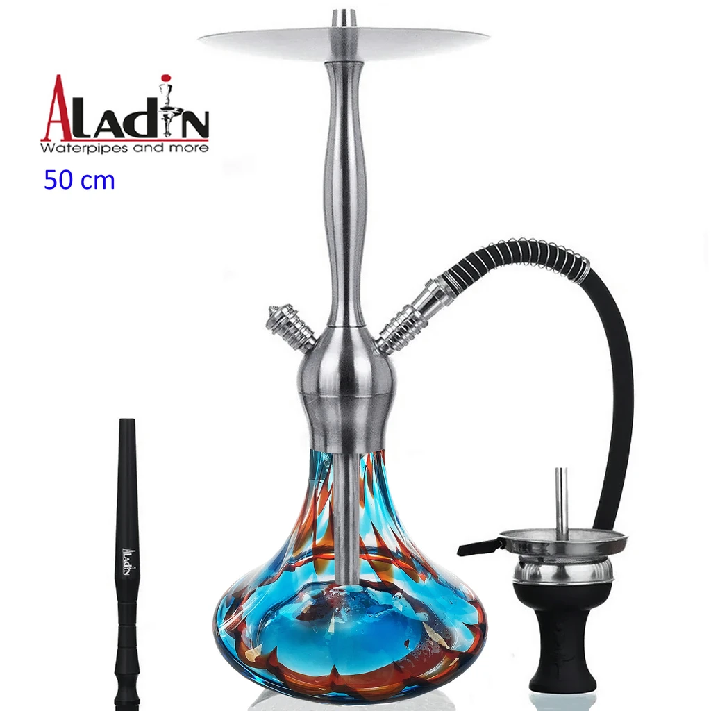 50 cm shisha ALADIN Captain Schwarz de aluminio plata