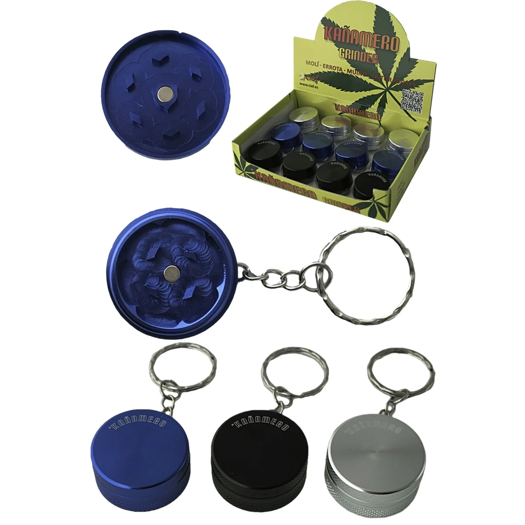 Ø3,1 cm. Exp. 12 Grinders metálicos llavero con 2 partes