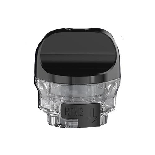 Pod vacío de recambio Smok IPX80 RPM 2, con depósito transparente, boquilla negra ancha y marca RPM2 en la parte inferior.