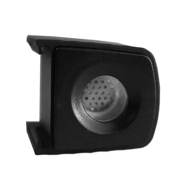 Cámara de llenado Brick Black Leaf negra, vista de frente, con abertura circular y pieza metálica perforada en el interior.