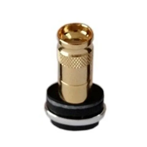 Atomizador Wax Vap-Om-Rizer de acabado dorado, con cuerpo cilíndrico, zona moleteada y base circular negra con un aro plateado.