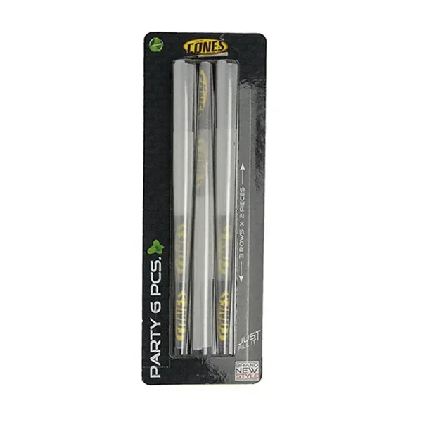Blíster negro Cones Party con conos alargados visibles bajo una cubierta transparente y la inscripción «PARTY 6 PCS».