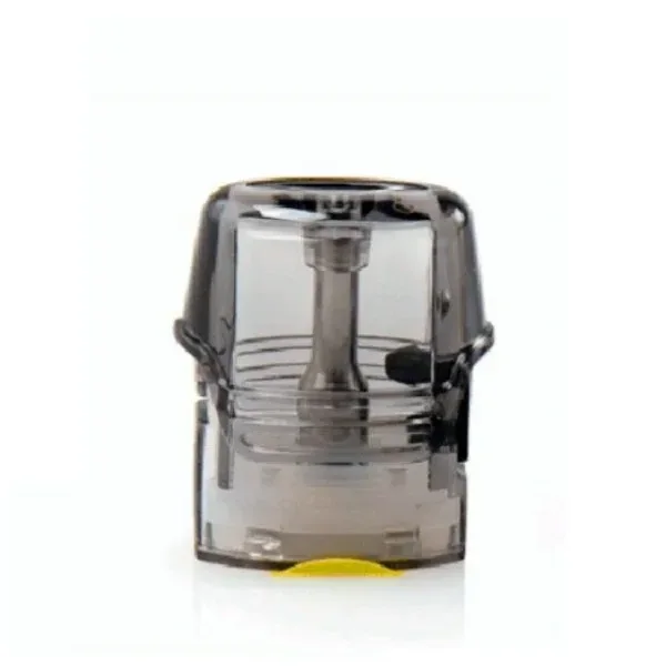 Cartucho Joyetech Runabout translúcido de tono ahumado, con conducto central visible y una pequeña pieza amarilla en la base.