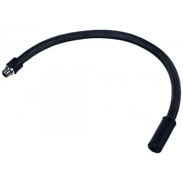 Tubo de aspiración largo Da Vinci Ascent, curvado, con recubrimiento trenzado negro, conector metálico y boquilla negra sobre fondo blanco.