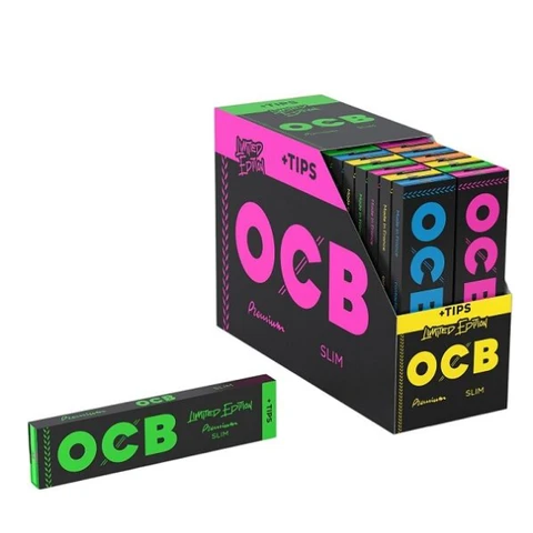 Papel de fumar OCB King Size Slim Tips Fluor