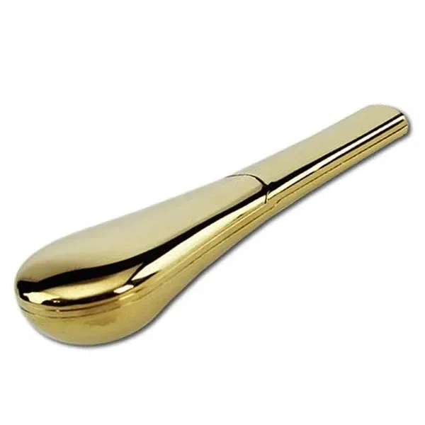 Pipa Metal Jopi Magnética cerrada, de acabado dorado brillante y silueta alargada con extremo ancho redondeado, sobre fondo blanco.