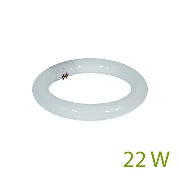 Bombilla circular blanca Agrolite UFO con conector visible en el aro y texto «22 W» en la esquina inferior derecha.