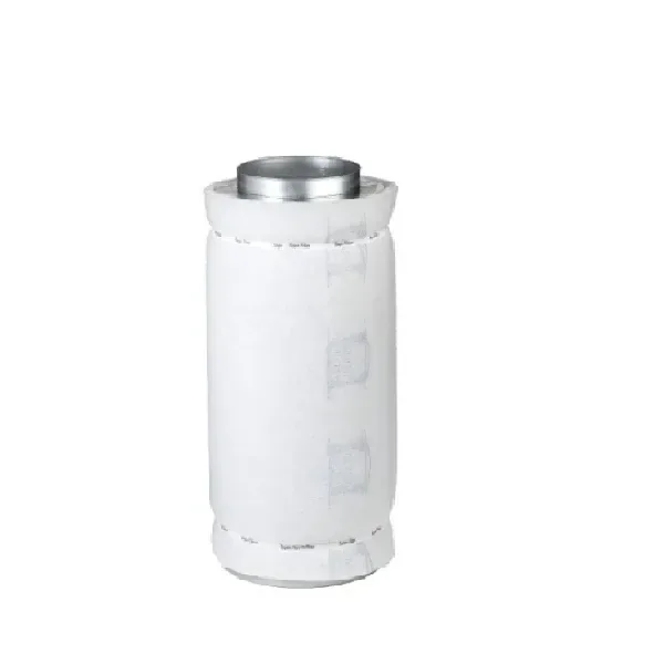 Filtro de carbón activo Empire Filters Lite 1500, cilíndrico y blanco, con boca metálica superior y bandas blancas en los extremos.