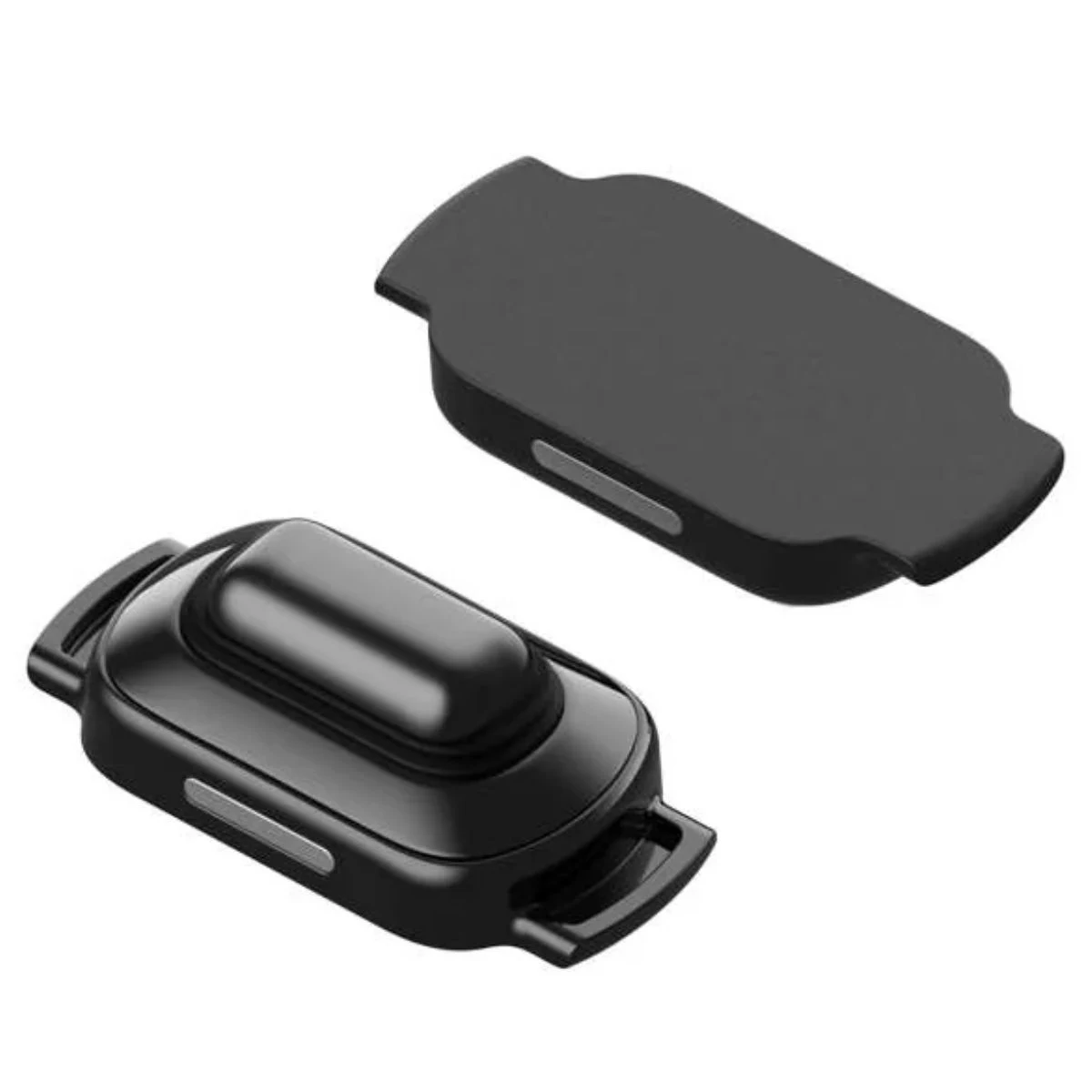 Tapa de horno de media carga PAX Four negra, con vistas de la cara plana y de la cara con relieve central.