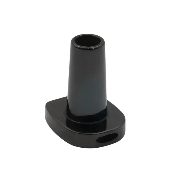 Boquilla elevada Da Vinci MIQRO–MIQRO-C negra, con tubo cónico abierto y base ovalada con una abertura lateral, sobre fondo blanco.