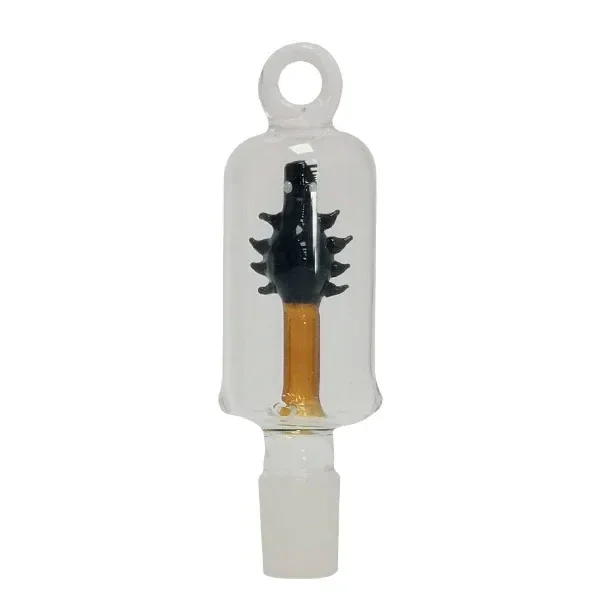 Percolador desmontable Spider para bong, con cámara transparente, pieza interior negra con salientes y tubo ámbar.