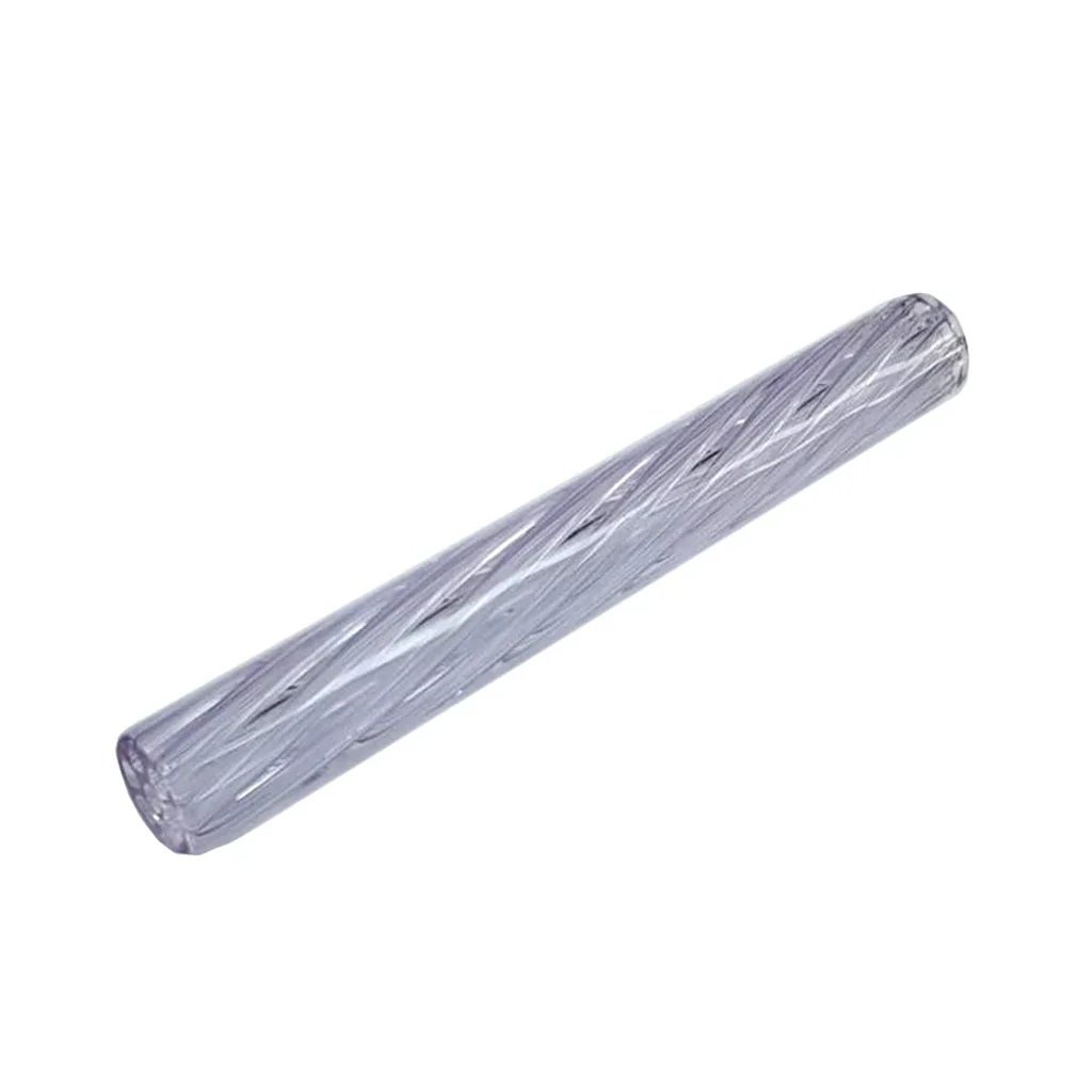 Filtro de cristal 7 Hole Long Purple, de forma tubular y tono violeta translúcido, con relieves diagonales sobre fondo blanco.