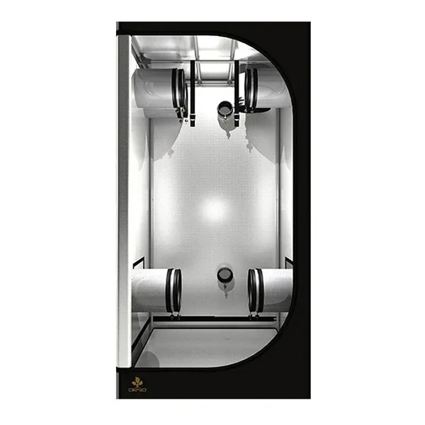 Armario Secret Jardin Dark Street V2.6 abierto y vacío, con exterior negro, interior reflectante y varias bocas de ventilación.