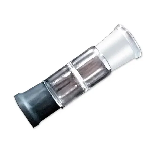 Cazoleta para vaporizadores Extreme-Q y V-Tower en diagonal, con cuerpo transparente, extremo oscuro y boca ensanchada translúcida.