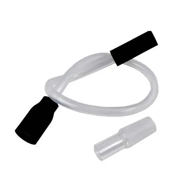 Adaptador para bong XVAPE Fog / Starry con tubo transparente curvado, extremos negros y una pieza transparente separada.