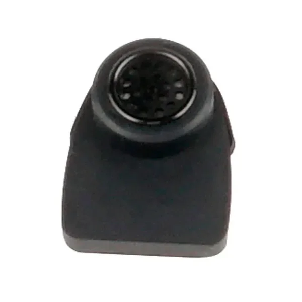 Pieza negra de la boquilla X-vape Fog con rejilla circular perforada, vista en perspectiva sobre fondo blanco.