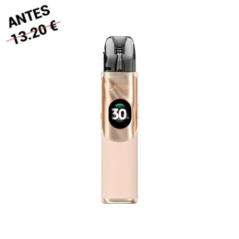 Geekvape Wenax Q 2 en tono rosa claro, con boquilla negra y pantalla circular que muestra 30 W, en vista frontal sobre fondo blanco.