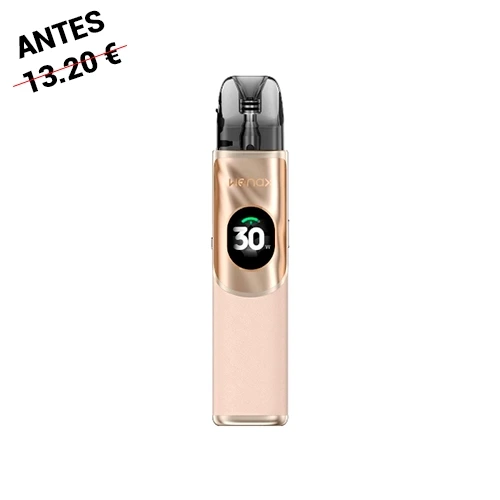 Geekvape Wenax Q 2 en tono rosa claro, con boquilla negra y pantalla circular que muestra 30 W, en vista frontal sobre fondo blanco. Geekvape Wenax Q 2 en tono rosa claro, con boquilla negra y pantalla circular que muestra 30 W, en vista frontal sobre fondo blanco.