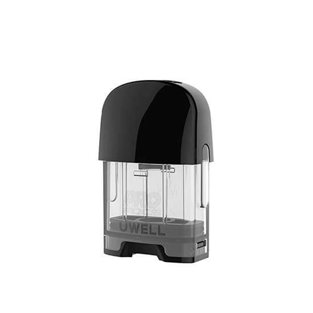 Pod de repuesto vacío Uwell Caliburn G con depósito transparente, boquilla negra y logotipo UWELL en la base.