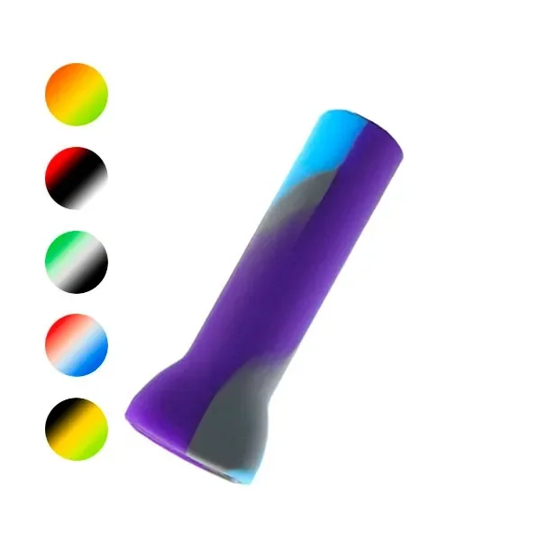 Filtro Easy Garden Smokers alargado, morado con zonas azules y grises, junto a muestras circulares de combinaciones de colores.
