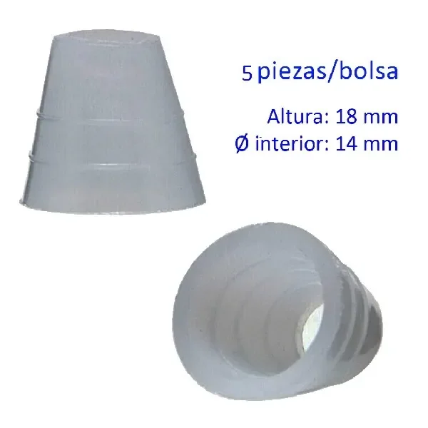 Conector de goma gris para manguera de shisha, mostrado de pie y tumbado para apreciar su forma cónica y abertura interior. Conector de goma gris para manguera de shisha, mostrado de pie y tumbado para apreciar su forma cónica y abertura interior.