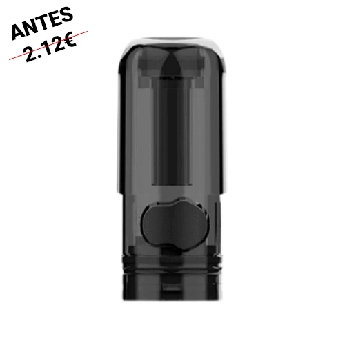 Cartucho Geekvape Wenax S-C Empty Pod en posición vertical, de cuerpo oscuro translúcido y boquilla redondeada, sobre fondo blanco.