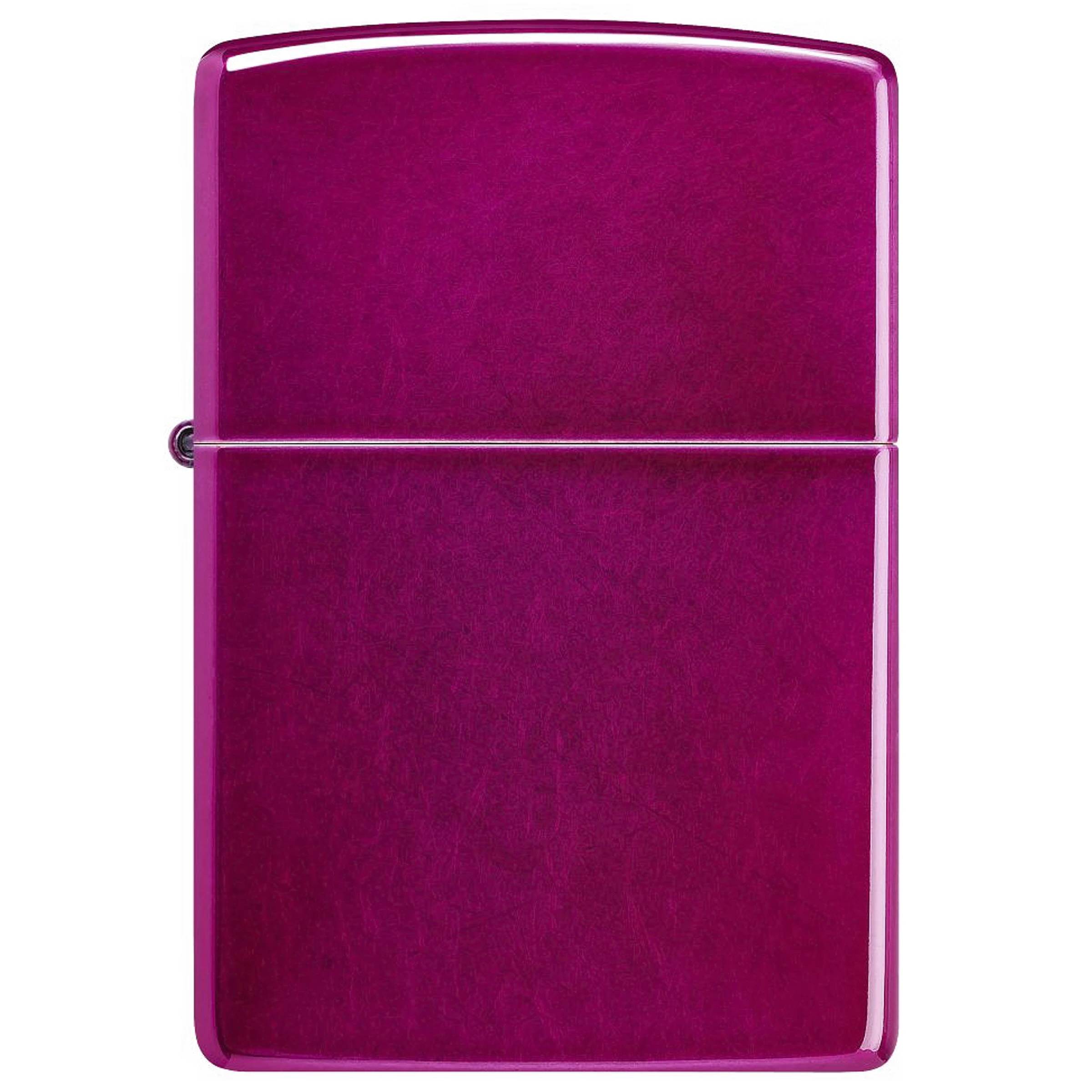 Encendedor Zippo Candy Raspberry cerrado, visto de frente, con acabado fucsia brillante y bordes redondeados.
