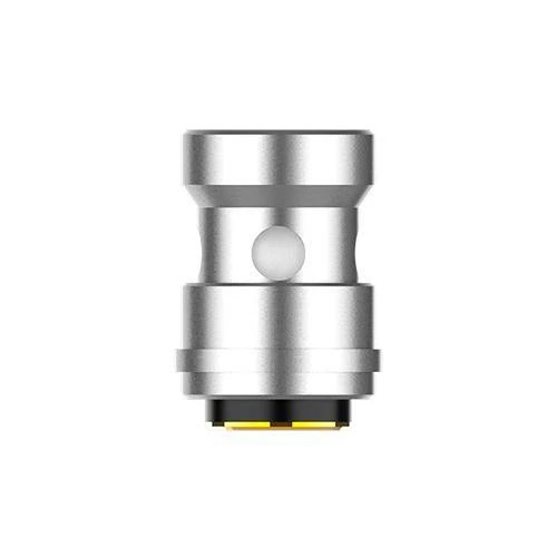 Resistencia Vaporesso EUC Ccell de cuerpo plateado, con abertura circular lateral y base negra con contacto dorado, sobre fondo blanco. Resistencia Vaporesso EUC Ccell de cuerpo plateado, con abertura circular lateral y base negra con contacto dorado, sobre fondo blanco.