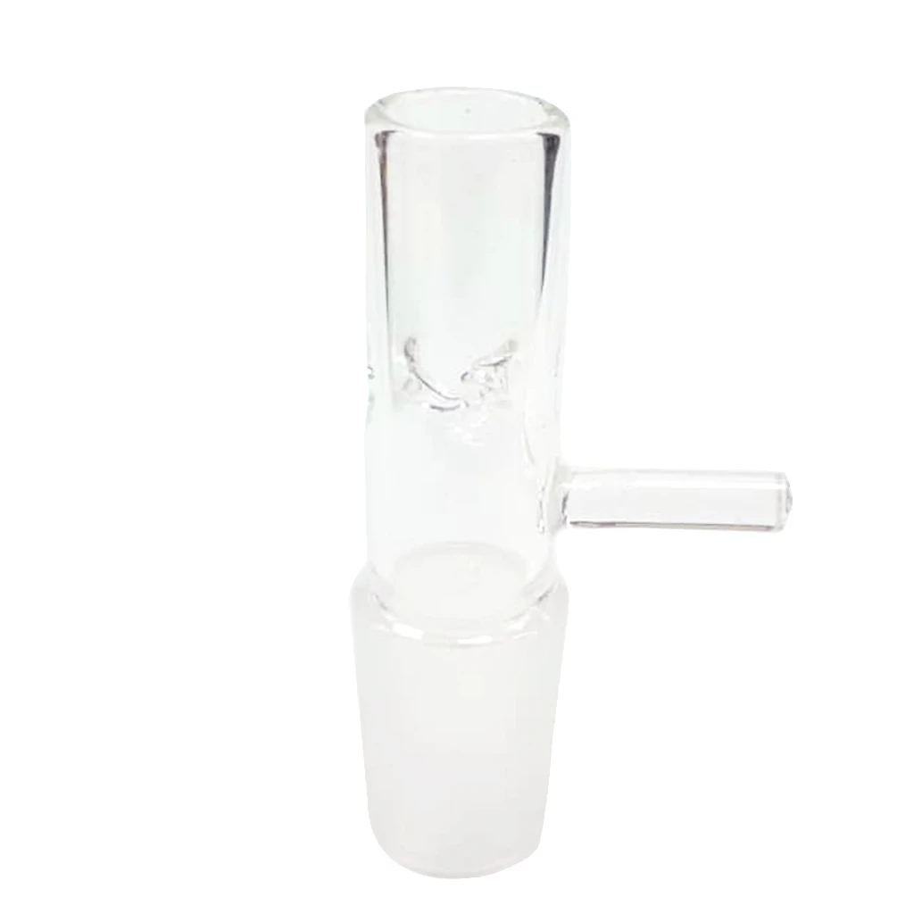 Cazoleta BHO Cylinder transparente con cuerpo cilíndrico abierto, saliente lateral recto y conexión inferior esmerilada.