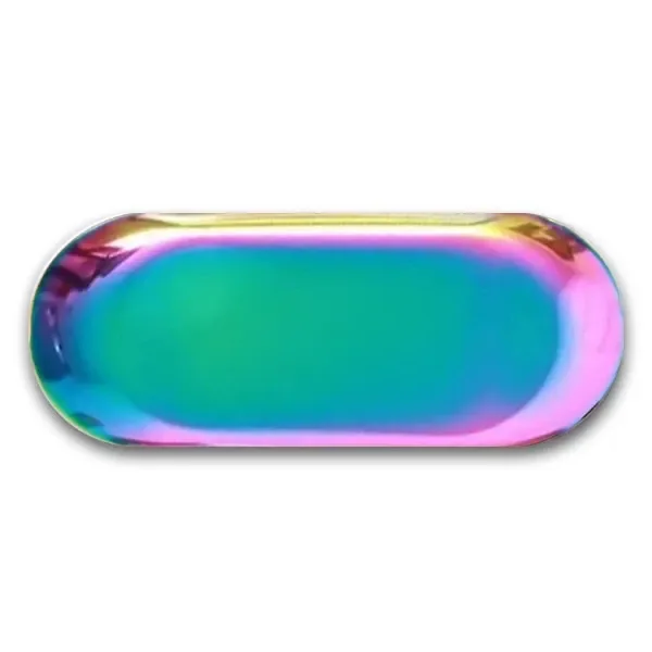 Bandeja Rainbow Easy Garden Smokers alargada, con extremos redondeados, borde elevado y acabado multicolor en tonos verdes, azules, rosas y dorados.