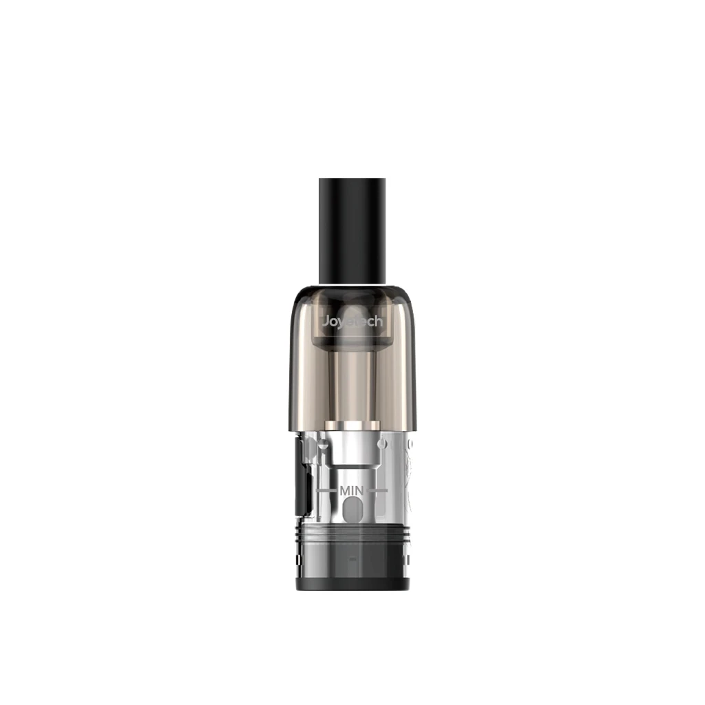 Pod de recambio Joyetech eRoll Slim con boquilla negra, depósito transparente ahumado y marca de nivel mínimo, sobre fondo blanco.