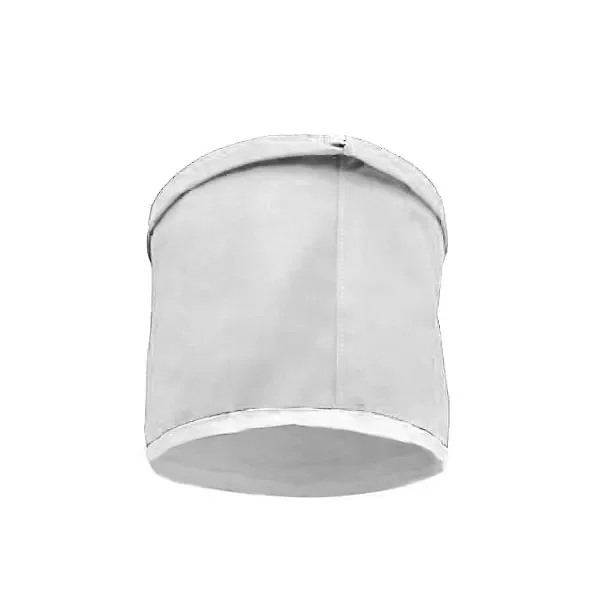 Bolsa BubbleBag blanca de forma cilíndrica, con abertura superior, costura vertical y base circular sobre fondo blanco.