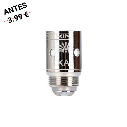 Resistencia Innokin Jem Coil en primer plano sobre fondo blanco, con cuerpo plateado, orificios laterales y base roscada.
