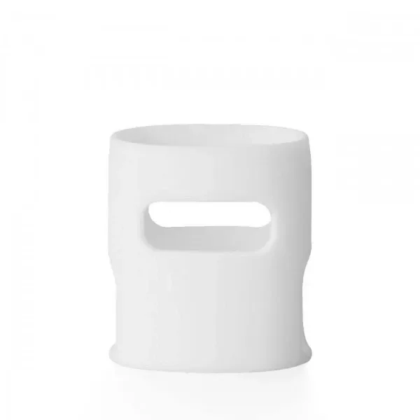 Funda blanca de silicona para X-vape X-max Mambo, vista de frente, con abertura superior y ventana horizontal de bordes redondeados.